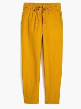 JCrew Factory Linen-cotton Drawstring Pant golden honey size 2